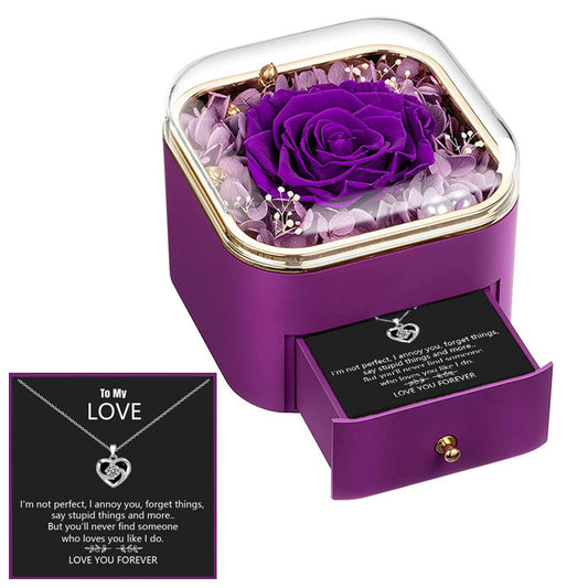 Eternal Rose-Purple Gift Box-White Gold Necklace-To My Love