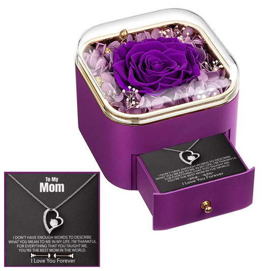 TO MY MOM Eternal Rose Gift Box-White Gold Necklace